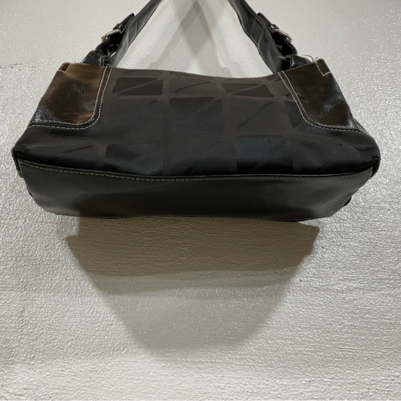 Nine & Co. Leather Canvas Baguette Bag Shoulder Strap Women's Mini Purse Tote - Picture 16 of 16